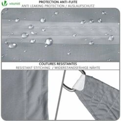 VOUNOT Sun Shade Sail Waterproof Rectangler Sail Canopy With Mounting Ropes 3x4m, Grey 10 VOUNOT Sun Shade Sail Waterproof Rectangler Sail Canopy With Mounting Ropes 3x4m, Grey -Outdoor Furniture Store 55285512 4