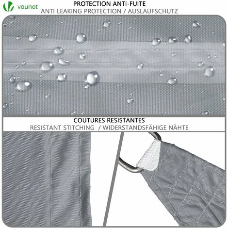 VOUNOT Sun Shade Sail Waterproof Rectangler Sail Canopy With Mounting Ropes 3x4m, Grey 6 VOUNOT Sun Shade Sail Waterproof Rectangler Sail Canopy With Mounting Ropes 3x4m, Grey - Image 4