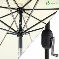 VOUNOT 2.7m Garden Parasol, Sunshade Patio Outdoor Tilting Umbrella With Crank Handle And Cover, Beige -Outdoor Furniture Store 55291913 3
