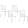 Set Of 4 Garden Dining Chairs Armless Stacking Weatherproof Plastic White Sersale -Outdoor Furniture Store 55292059 1