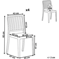 Set Of 4 Garden Dining Chairs Armless Stacking Weatherproof Plastic White Sersale -Outdoor Furniture Store 55292059 3