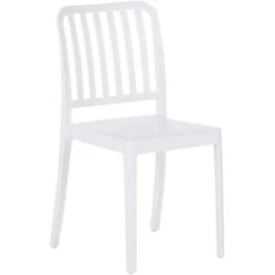 Set Of 4 Garden Dining Chairs Armless Stacking Weatherproof Plastic White Sersale -Outdoor Furniture Store 55292059 4