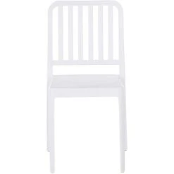 Set Of 4 Garden Dining Chairs Armless Stacking Weatherproof Plastic White Sersale -Outdoor Furniture Store 55292059 5