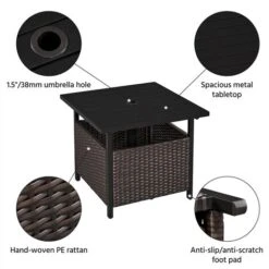 Yaheetech Outdoor Patio Rattan Side Table With Umbrella Hole 10 Yaheetech Outdoor Patio Rattan Side Table With Umbrella Hole -Outdoor Furniture Store 55292152 4