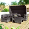 Rattan Garden Furniture Set Garden Lounge 5-Piece Garden Sofa Set With Retractable Canopy Table PE Rattan Patio Lounge Set -Outdoor Furniture Store 55310043 1