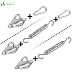 VOUNOT Sun Shade Sail Fixing Kit, 24 Pcs Heavy Duty Stainless Steel Hardware Set For Triangle Square Rectangle Sail Canopy Installation 9 VOUNOT Sun Shade Sail Fixing Kit, 24 Pcs Heavy Duty Stainless Steel Hardware Set For Triangle Square Rectangle Sail Canopy Installation -Outdoor Furniture Store 55391186 3
