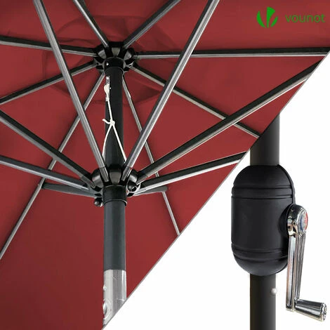 VOUNOT 2.7m Garden Parasol, Sunshade Patio Outdoor Tilting Umbrella With Crank Handle And Cover, Red 5 VOUNOT 2.7m Garden Parasol, Sunshade Patio Outdoor Tilting Umbrella With Crank Handle And Cover, Red - Image 3