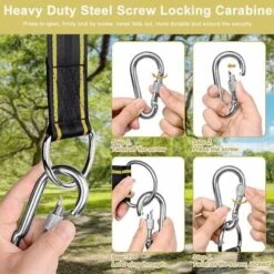 Hammock Attachment Swing Strap Hanging Chair Attachment Outdoor Swing Rope Accessory Safety Carabiners Swing Strap Swing Tree For Hammock Swing (2x1.5m) 10 Hammock Attachment Swing Strap Hanging Chair Attachment Outdoor Swing Rope Accessory Safety Carabiners Swing Strap Swing Tree For Hammock Swing (2x1.5m) -Outdoor Furniture Store 55651214 4