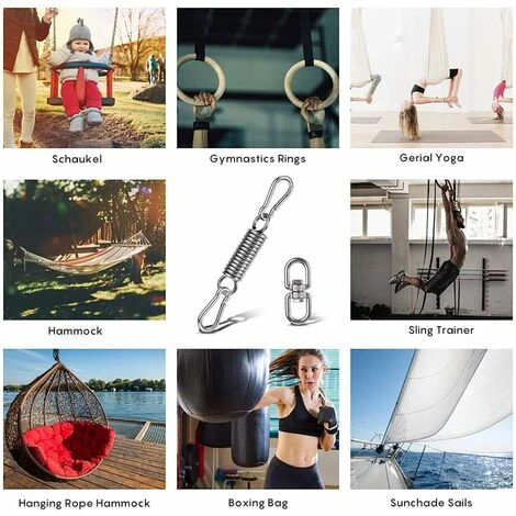 Hammock Hanging Kit, Spring For Hammock Chairs With Carabiners And Rotating Ring, Hammock Chair Accessory, For Porch Chairs Hanging Swings Hanging Hooks 7 Hammock Hanging Kit, Spring For Hammock Chairs With Carabiners And Rotating Ring, Hammock Chair Accessory, For Porch Chairs Hanging Swings Hanging Hooks - Image 5