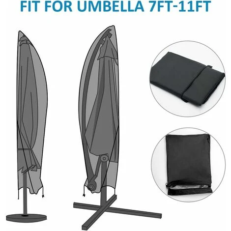 Parasol Cover, Waterproof, Windproof, Heavy Duty Rip Proof 210D Oxford Fabric Extra Large Cantilever Umbrella Cover With Zip (265 X 40/70 / 50 Cm) - Black 6 Parasol Cover, Waterproof, Windproof, Heavy Duty Rip Proof 210D Oxford Fabric Extra Large Cantilever Umbrella Cover With Zip (265 X 40/70 / 50 Cm) - Black - Image 4