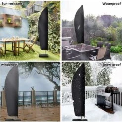 Parasol Cover, Waterproof, Windproof, Heavy Duty Rip Proof 210D Oxford Fabric Extra Large Cantilever Umbrella Cover With Zip (265 X 40/70 / 50 Cm) - Black 11 Parasol Cover, Waterproof, Windproof, Heavy Duty Rip Proof 210D Oxford Fabric Extra Large Cantilever Umbrella Cover With Zip (265 X 40/70 / 50 Cm) - Black -Outdoor Furniture Store 55652846 5