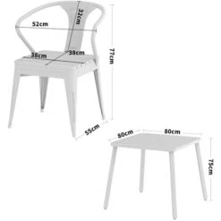 Livingandhome 5 Pcs Patio Bistro Set Metal Frame Table And Chairs Garden Furniture, Grey -Outdoor Furniture Store 55739069 5