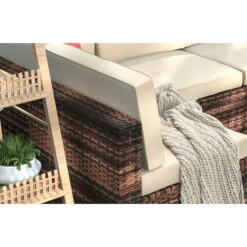 6 Seater Outdoor Furniture PE Rattan Garden Patio Sectional Sofa Table Set Brown -Outdoor Furniture Store 55740150 3