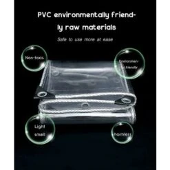 Industrial Tarpaulin Clear Tarpaulin With Eyelets, 0.35mm Waterproof Plastic Clear Tarpaulin, Durable PVC Pergola Patio Roof Sheet Cover 360gsm - 2x2m 10 Industrial Tarpaulin Clear Tarpaulin With Eyelets, 0.35mm Waterproof Plastic Clear Tarpaulin, Durable PVC Pergola Patio Roof Sheet Cover 360gsm - 2x2m -Outdoor Furniture Store 56637273 4