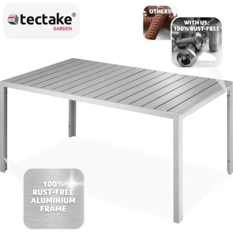 Aluminum Garden Table Bianca W/ Height-adjustable Feet (150x90x74.5cm) - Outdoor Table, Patio Table, Garden Dining Table - Silver/gray 5 Aluminum Garden Table Bianca W/ Height-adjustable Feet (150x90x74.5cm) - Outdoor Table, Patio Table, Garden Dining Table - Silver/gray - Image 3