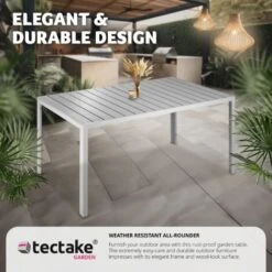 Aluminum Garden Table Bianca W/ Height-adjustable Feet (150x90x74.5cm) - Outdoor Table, Patio Table, Garden Dining Table - Silver/gray 10 Aluminum Garden Table Bianca W/ Height-adjustable Feet (150x90x74.5cm) - Outdoor Table, Patio Table, Garden Dining Table - Silver/gray -Outdoor Furniture Store 56678470 4
