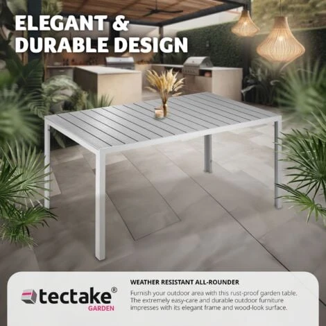 Aluminum Garden Table Bianca W/ Height-adjustable Feet (150x90x74.5cm) - Outdoor Table, Patio Table, Garden Dining Table - Silver/gray 6 Aluminum Garden Table Bianca W/ Height-adjustable Feet (150x90x74.5cm) - Outdoor Table, Patio Table, Garden Dining Table - Silver/gray - Image 4