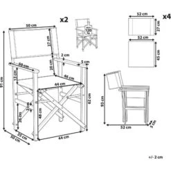 Set Of 2 Garden Chairs Dark Acacia Wood Grey Olives Pattern Folding Cine -Outdoor Furniture Store 57053526 3