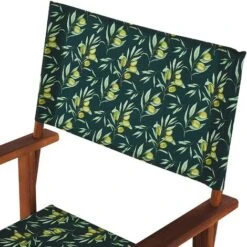 Set Of 2 Garden Chairs Dark Acacia Wood Grey Olives Pattern Folding Cine -Outdoor Furniture Store 57053526 5