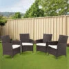 Livingandhome Set Of 4 Garden Rattan Chairs Lounge Cushioned Garden Chairs 2 Livingandhome Set Of 4 Garden Rattan Chairs Lounge Cushioned Garden Chairs -Outdoor Furniture Store 57111703 1