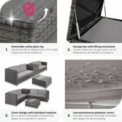 Rattan Garden Furniture Lounge Siena - Garden Sofa, Garden Corner Sofa, Rattan Sofa - Grey/light Grey 11 Rattan Garden Furniture Lounge Siena - Garden Sofa, Garden Corner Sofa, Rattan Sofa - Grey/light Grey -Outdoor Furniture Store 57194933 5