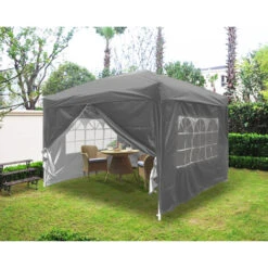 Pop Up Gazebo Outdoor Marquee Tent With Carry Bag 4 Leg Weights Anthracite 3x3m