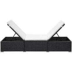 Sun Lounger With Cream White Cushion Poly Rattan Black VidaXL 11 Sun Lounger With Cream White Cushion Poly Rattan Black VidaXL -Outdoor Furniture Store 57599681 5