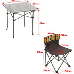 Livingandhome Portable Outdoor Picnic Camping Table And Chair Set, Four Chairs -Outdoor Furniture Store 57644252 5