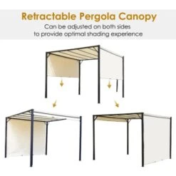 Metal Garden Pergola Retractable Gazebo Canopy Large Structure Sun Patio Awning -Outdoor Furniture Store 57812545 3