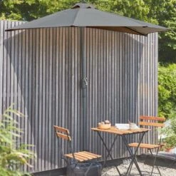 Ø250cm Half Parasol For Balcony - Half-parasol, Aluminium Pole, Crank - Calvi - Grey -Outdoor Furniture Store 58047602 2