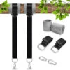 Tree Swing Hanging Kit (Set Of 2) Holds 2200 LBS 5ft Straps + 2 Tree Protectors + 2 Carabiners, Easy Install For Any Swing Or Hammock (Black) -Outdoor Furniture Store 58242624 1