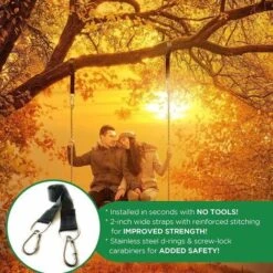Tree Swing Hanging Kit (Set Of 2) Holds 2200 LBS 5ft Straps + 2 Tree Protectors + 2 Carabiners, Easy Install For Any Swing Or Hammock (Black) -Outdoor Furniture Store 58242624 4