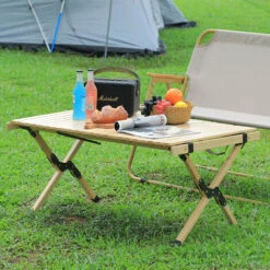Livingandhome Outdoor Foldable Wooden Table For Picnic Camping With Carrying Bag