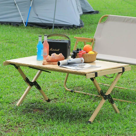 Livingandhome Outdoor Foldable Wooden Table For Picnic Camping With Carrying Bag 3 Livingandhome Outdoor Foldable Wooden Table For Picnic Camping With Carrying Bag