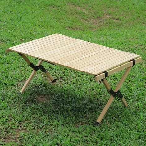 Livingandhome Outdoor Foldable Wooden Table For Picnic Camping With Carrying Bag 4 Livingandhome Outdoor Foldable Wooden Table For Picnic Camping With Carrying Bag - Image 2