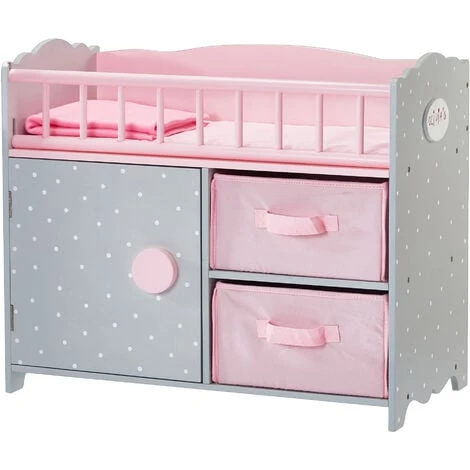 Olivia's Little World Kids Pink Polka Dot Baby Doll Crib Wooden Doll Cot With Storage Doll Furniture TD-12390A 3 Olivia's Little World Kids Pink Polka Dot Baby Doll Crib Wooden Doll Cot With Storage Doll Furniture TD-12390A