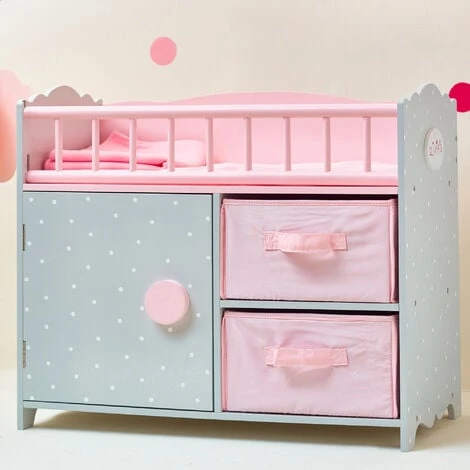Olivia's Little World Kids Pink Polka Dot Baby Doll Crib Wooden Doll Cot With Storage Doll Furniture TD-12390A 4 Olivia's Little World Kids Pink Polka Dot Baby Doll Crib Wooden Doll Cot With Storage Doll Furniture TD-12390A - Image 2