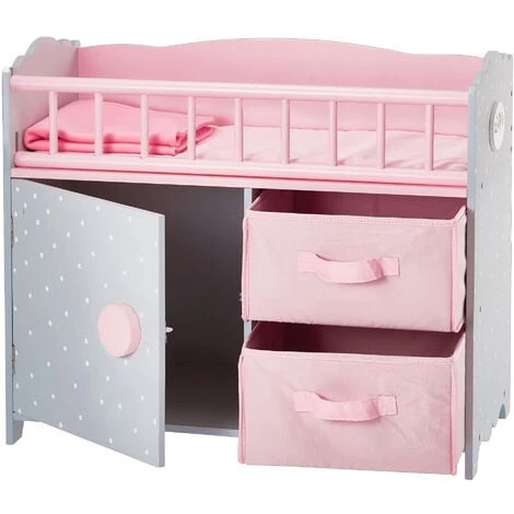 Olivia's Little World Kids Pink Polka Dot Baby Doll Crib Wooden Doll Cot With Storage Doll Furniture TD-12390A 6 Olivia's Little World Kids Pink Polka Dot Baby Doll Crib Wooden Doll Cot With Storage Doll Furniture TD-12390A - Image 4