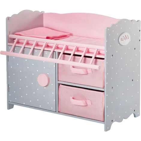 Olivia's Little World Kids Pink Polka Dot Baby Doll Crib Wooden Doll Cot With Storage Doll Furniture TD-12390A 7 Olivia's Little World Kids Pink Polka Dot Baby Doll Crib Wooden Doll Cot With Storage Doll Furniture TD-12390A - Image 5
