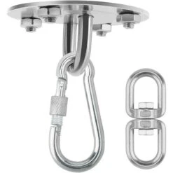 Ceiling Hook Hanging Chair, Stainless Steel Ceiling Mount Kit Perfect For Hanging Chairs (Fixed Plate Plus Spring Hook Plus Rotating Ring)