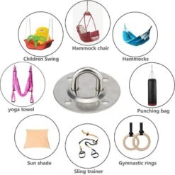 Ceiling Hook Hanging Chair, Stainless Steel Ceiling Mount Kit Perfect For Hanging Chairs (Fixed Plate Plus Spring Hook Plus Rotating Ring) -Outdoor Furniture Store 58577656 5