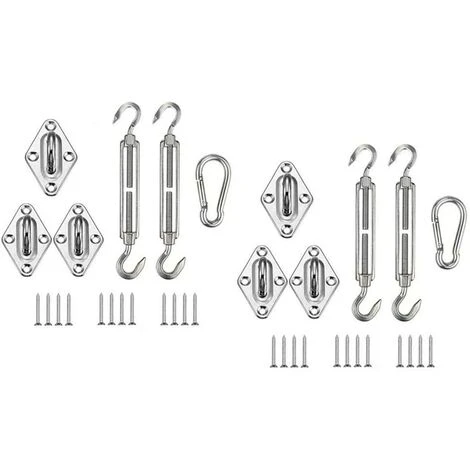 2 Set Shade Sail Fixing Kit, Stainless Steel Sun Shade Sail Triangle Fixing Kit, Sun Shade Sail Fixing Accessories (M5 Triangle Set) 3 2 Set Shade Sail Fixing Kit, Stainless Steel Sun Shade Sail Triangle Fixing Kit, Sun Shade Sail Fixing Accessories (M5 Triangle Set)