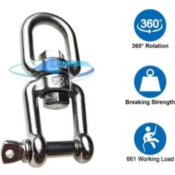 M8 Swing Hook 304 Stainless Steel + 2 M8 Swing Carabiner For Chair Hammock Swing Hanging Sandbag Climbing Rope Load Capacity Up To 300Kg (M8 Type OX) -Outdoor Furniture Store 58577720 3