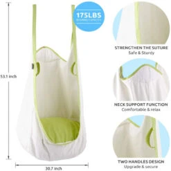 Eggdel Hammock/Swing/Hanging Seat For Kids To Adult Indoor And Outdoor - White -Outdoor Furniture Store 58579112 3