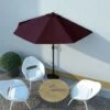Topdeal Balcony Parasol With Aluminium Pole Bordeaux Red 270x135x245 Cm Half FF312498UK -Outdoor Furniture Store 58655639 1