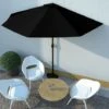 Topdeal Balcony Parasol With Aluminium Pole Black 300x150x253 Cm Half FF312504UK -Outdoor Furniture Store 58655644 1