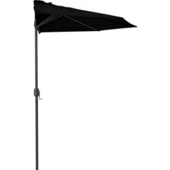 Topdeal Balcony Parasol With Aluminium Pole Black 300x150x253 Cm Half FF312504UK -Outdoor Furniture Store 58655644 4
