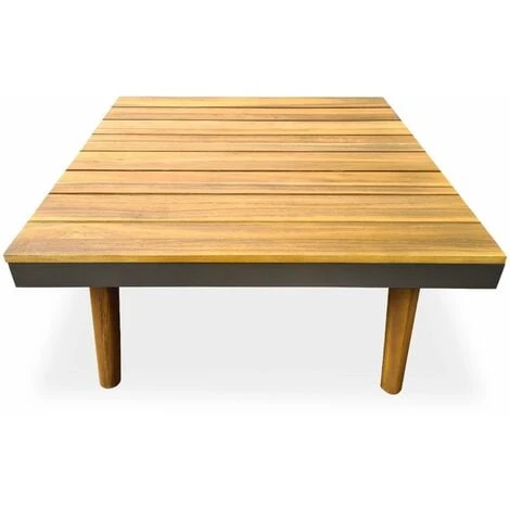 4-seater Wooden Garden Sofa Set With Side And Coffee Tables, Aluminium Frame - Cachi - Grey Cushions 4 4-seater Wooden Garden Sofa Set With Side And Coffee Tables, Aluminium Frame - Cachi - Grey Cushions - Image 2