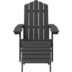 Garden Adirondack Chair With Footstool HDPE Anthracite VidaXL -Outdoor Furniture Store 58881987 4