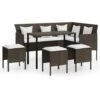 5 Piece L-shaped Couch Sofa Set With Cushions Poly Rattan Brown VidaXL 1 5 Piece L-shaped Couch Sofa Set With Cushions Poly Rattan Brown VidaXL -Outdoor Furniture Store 58973689 1